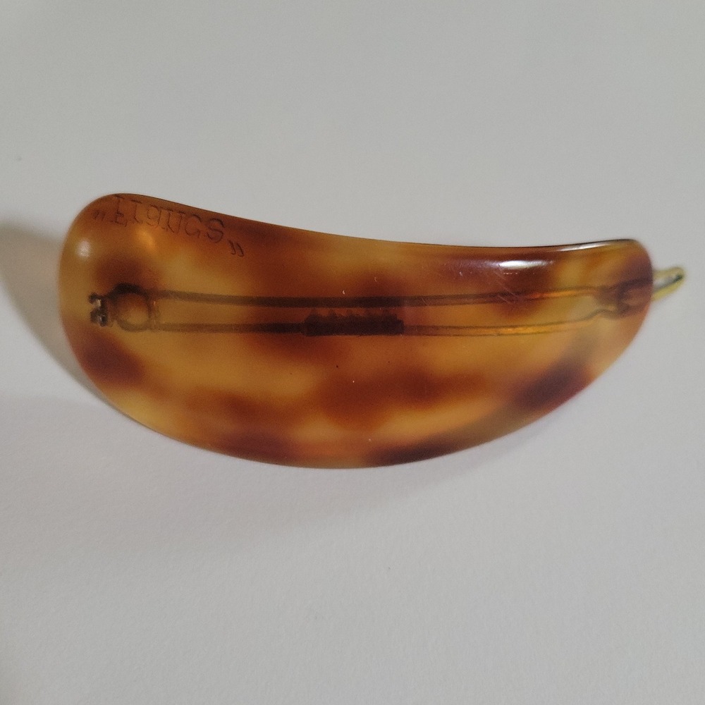 Vintage France Tortoise Shell Hair Barrette Large 3.25 Inch Dark Academia